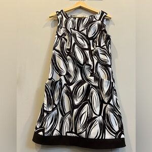 Dressbarn Black and White Ruched Halter Cocktail Dress with Pockets Size 8
